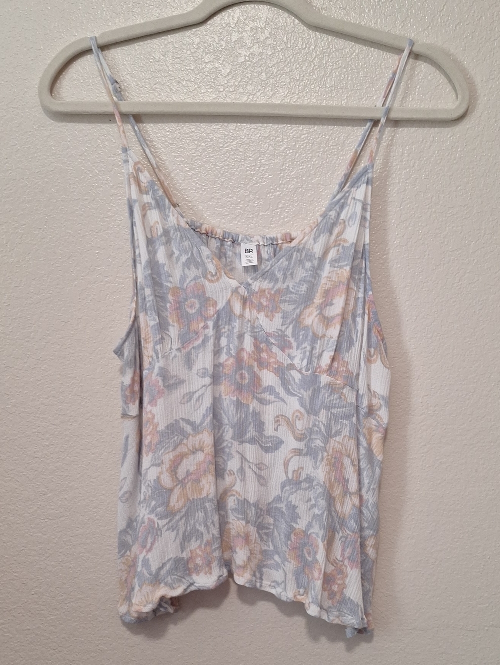 bp Floral Ribbed Cami in Light Blue & Cream, XXL